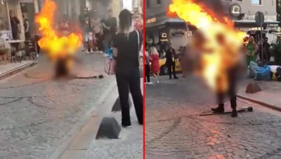 بالفيديو ... رجل يضـ.ـرم بنفسه النـ.ـار أمام السياح و المتواجدين اعتقدوا أن الحدث كان عرضًا