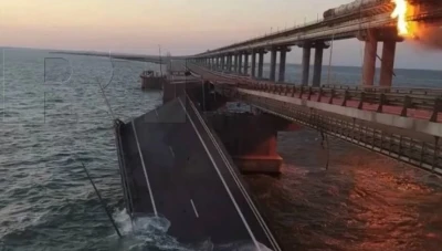 بالفيديو.. لحظة انفجار قطار جسر القرم وسط استنفار روسي كبير