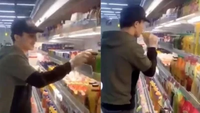 شاهد.. تصرف "غير مقبول" من شابين داخل سوبرماركت يثير غضب السعوديين!