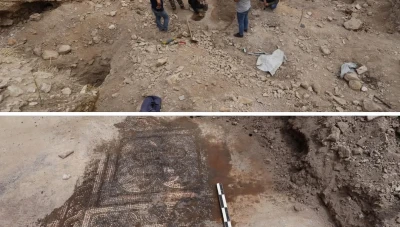 العثور على لوحة فسيفسائية بيزنطية قرب مدينة قارة في ريف دمشق