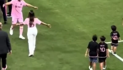 لحظات محرجة ولكن طريفة: زوجة ميسي تتعرض للخداع خلال احتفالها بفوز إنتر ميامي