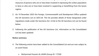 بريطانيا تضيف تسعة أسماء وكيانات جديدة إلى قائمة العقوبات على سوريا