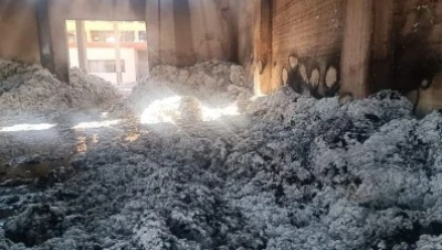 حر.يـق هائـل يلتهـم كمـيات من القطن في محلج "تشرين" بحلب