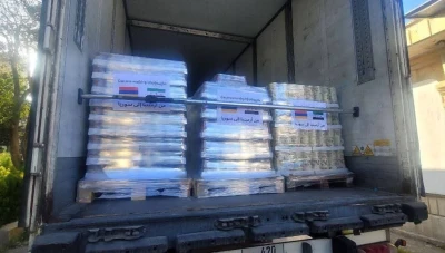 حلب تستلم شحنة مساعدات إنسانية من أرمينيا تشمل مواد غذائية ومستلزمات طبية
