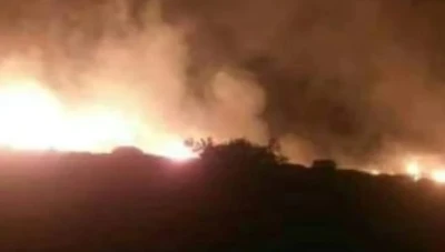 حـريـق هـائـل يلتـهـم الأشجار في ريف حمص وجـهـود كبـيرة لإخمـاده