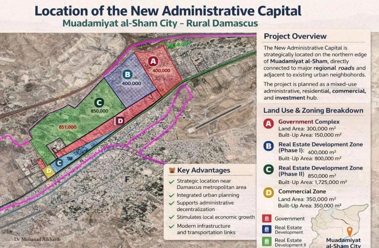 مشروع العاصمة الإدارية الجديدة في سوريا يثير تفاعلاً بعد تداول معلومات أولية