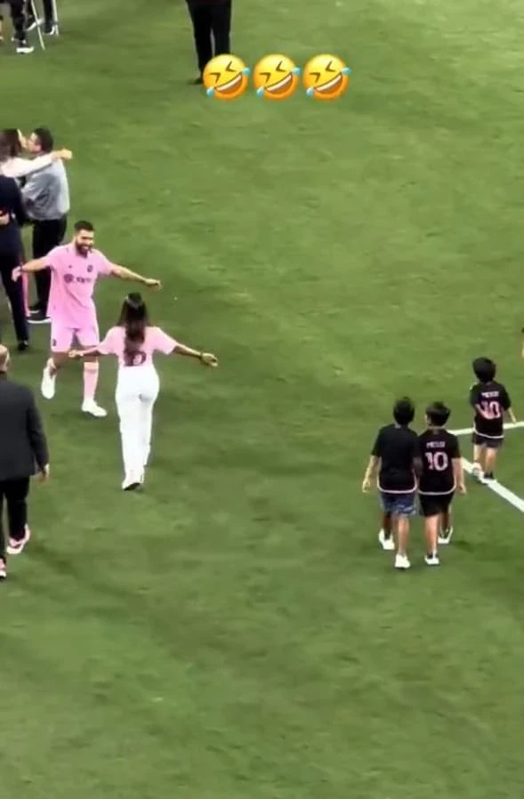 لحظات محرجة ولكن طريفة: زوجة ميسي تتعرض للخداع خلال احتفالها بفوز إنتر ميامي